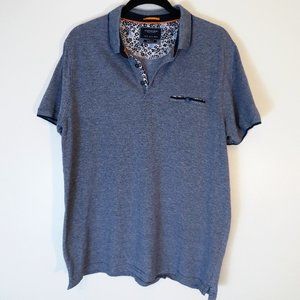 Cactus Man by Ricky Singh | Size XL | Blue White Knit Polo Short Sleeve Shirt